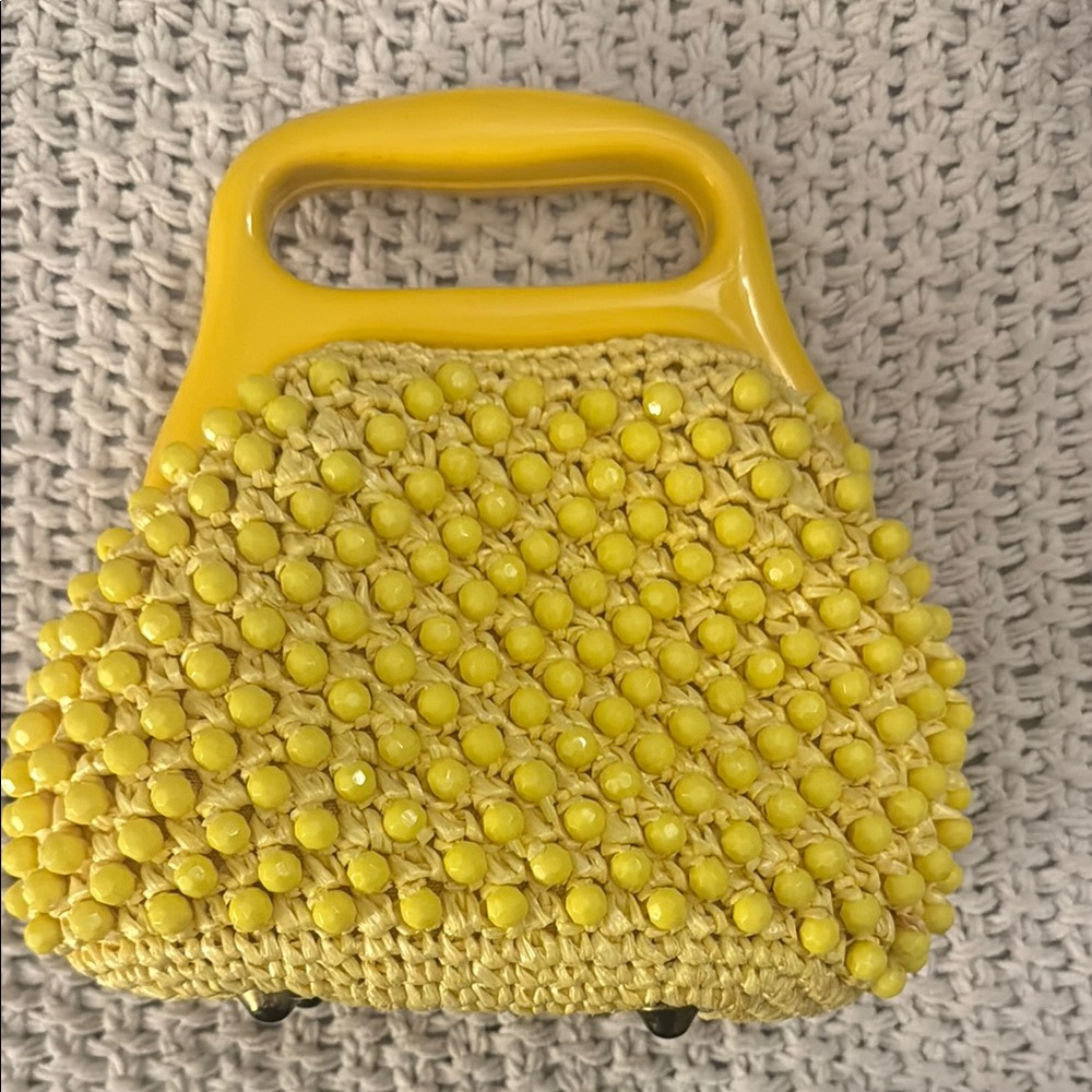 Yellow Beaded Mini Bag